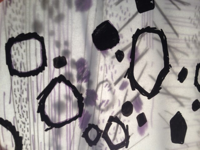 holding the layers up to the light